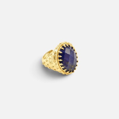 Bague Ovale Diane Lapis-Lazuli Laiton Doré | Brin de Cuivre