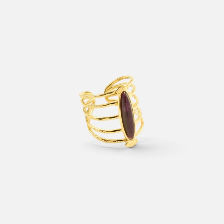 Bague Multi-Rangs Camille Tourmaline Rose | Brin de Cuivre
