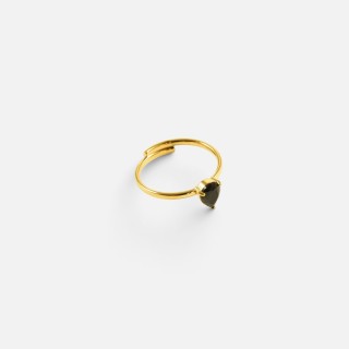 Bague Fine Solitaire Sophie Labradorite Acier | Brin de Cuivre