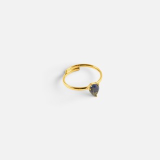 Bague Fine Adèle Lapis-Lazuli Acier Doré | Brin de Cuivre