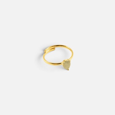 Bague Fine Charlotte Pierre de Lune Acier | Brin de Cuivre