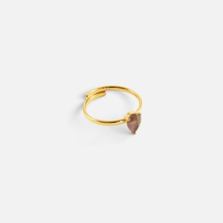Bague Fine Fluorite Amélie Acier Doré | Brin de Cuivre
