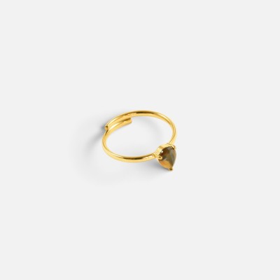 Bague Fine Charlotte Pierre de Lune Acier | Brin de Cuivr