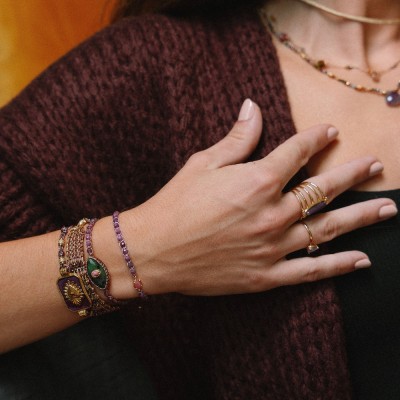 Bracelet Clémence Violet & Cœur Ex-Voto | Brin de Cuivre