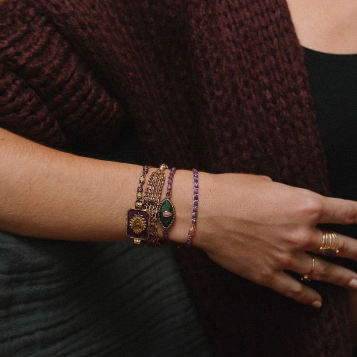Bracelet Clémence Violet & Cœur Ex-Voto | Brin de Cuivre