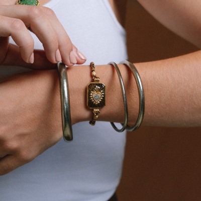 Bracelet Héloïse Gris-Vert Cœur Ex-Voto | Brin de Cuivre