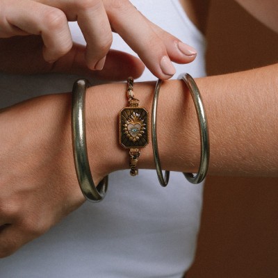 Bracelet Héloïse Gris-Vert Cœur Ex-Voto | Brin de Cuivre