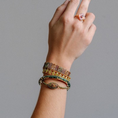 Bracelet Manchette Eugénie Pierres fines mutlicolores | Brin de Cuivre