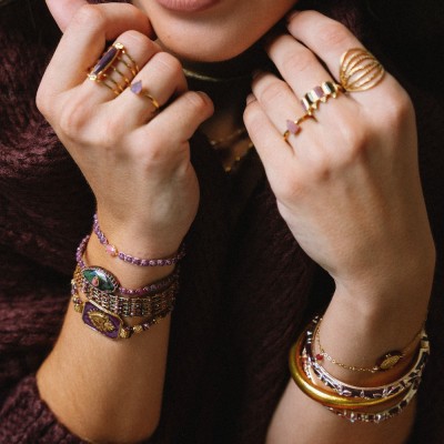 Bracelet Tressé Solène Pierres Multicolores | Brin de Cuivre