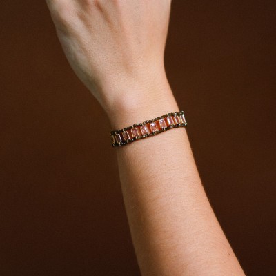 Bracelet Multirang Adèle Vert & Doré Pierres Fines | Brin de Cuivre