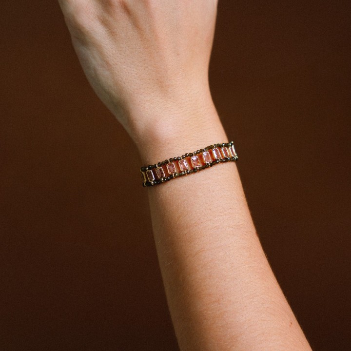 Bracelet Multirang Adèle Vert & Doré Pierres Fines | Brin de Cuivre