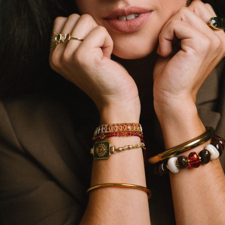 Bracelet Multirang Alix Jaune & Orange Pierres | Brin de Cuivre