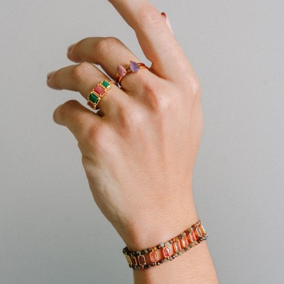 Bracelet Multirang Multicolore Clara Rectangles Dorés | Brin de Cuivre