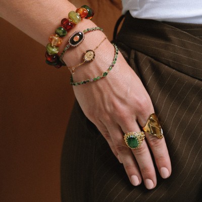 Bracelet Perles Bombées Multicolore Eléonore Doré | Brin de Cuivre