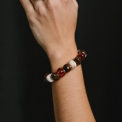 Bracelet Pastilles Ivoire & Ambrées Célestine | Brin de Cuivre