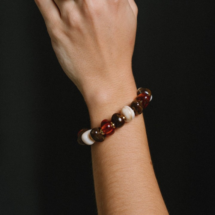Bracelet Pastilles Ivoire & Ambrées Célestine | Brin de Cuivre