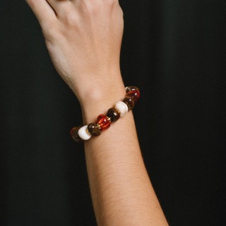 Bracelet Pastilles Ivoire & Ambrées Célestine | Brin de Cuivre