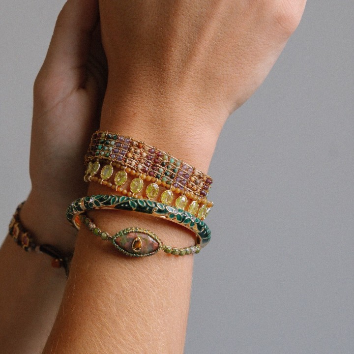Bracelet Réglable Cabochon Multicolore Lucie | Brin de Cuivre