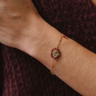Bracelet Chaîne Dorée & Perles Rouges Delphine | Brin de Cuivre