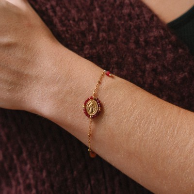 Bracelet Chaîne Dorée & Perles Rouges Delphine | Brin de Cuivre