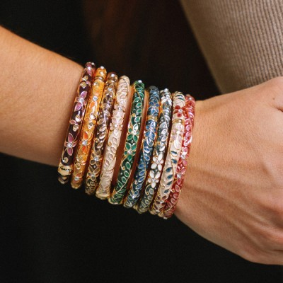 Bracelet Jonc Rigide Émail Pêche Lou | Brin de Cuivre