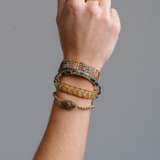 Bracelet Jonc Ouvrant Émail Vert Intense Maya | Brin de Cuivre