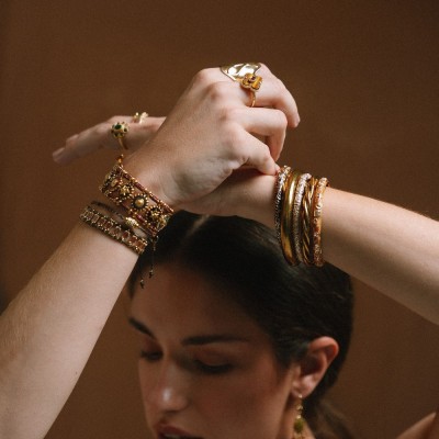 Bracelet Jonc Rigide Émail Pêche Lou | Brin de Cuivre