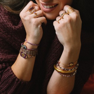 Bracelet Jonc Ouvrant Émail Bordeaux Lena | Brin de Cuivre