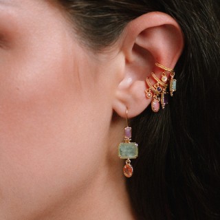 Bague d'oreille Mélia Améthyste Laiton Doré | Brin de Cuivre