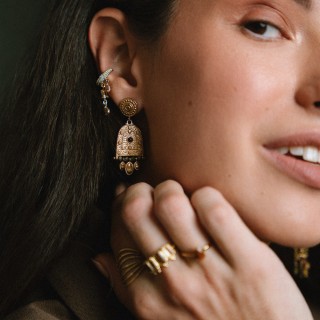 Bague d'oreille Tia Pierres Solaire Laiton Doré | Brin de Cuivre