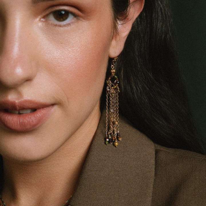 Boucles d'oreilles Cascades Solange Péridot & Tourmaline | Brin de Cui