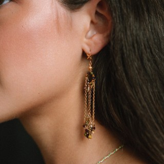 Boucles d'oreilles Cascades Solange Péridot & Tourmaline | Brin de Cui