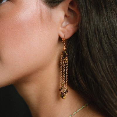 Boucles d'oreilles Cascades Solange Péridot & Tourmaline | Brin de Cui