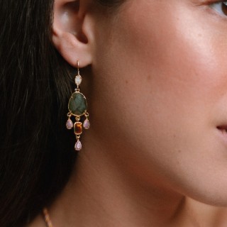 Boucles Chandelier Sidonie Tourmaline & Pierres Fines | Brin de Cuivre