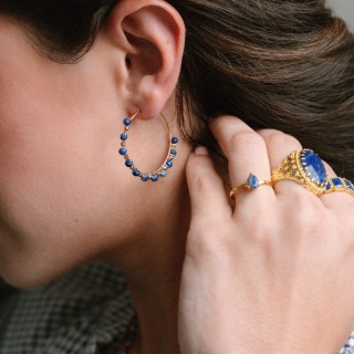 Créoles fines Bérénice Lapis-Lazuli & Acier Inoxydable | Brin de Cuivr
