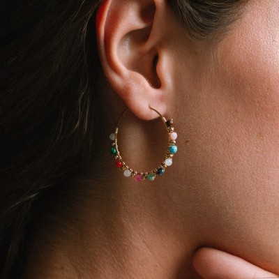Créoles Colorées Roxane Multicolores Acier Inoxydable | Brin de Cuivre