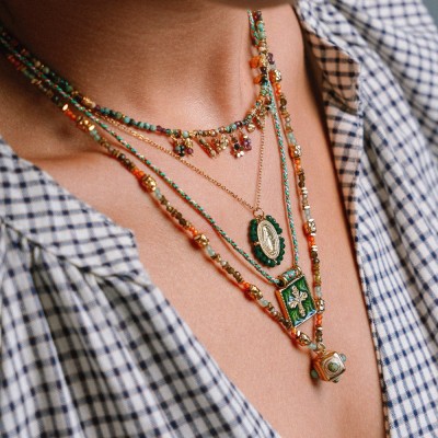 Collier Pampilles Dorées Zoé & Pierres Naturelles Brin de cuivre