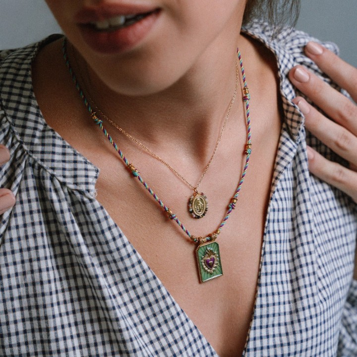 Collier Cœur Noémie Tressé & Acier Doré | Brin de Cuivre