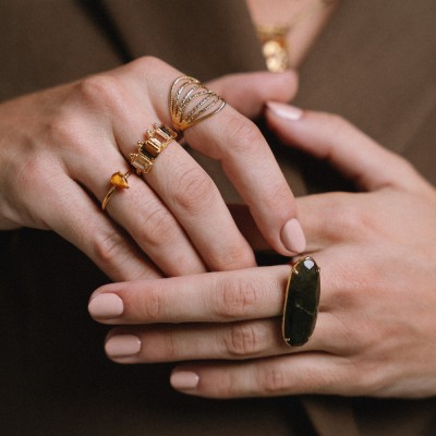 Bague Multi-Rang Romane Acier Inoxydable Doré | Brin de Cuivre
