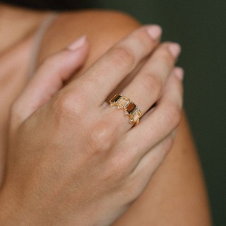 Bague Héloïse Citrine et Quartz Fumé | Brin de Cuivre