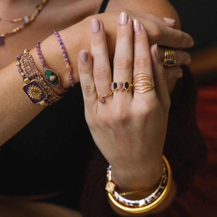 Bague Céleste Tourmaline Rose et Verte | Brin de Cuivre