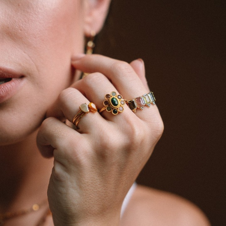 Bague Fleur Margaux Tourmaline Multicolore | Brin de Cuivre