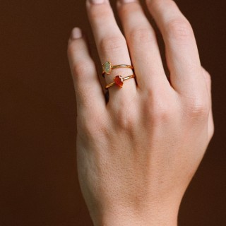Bague Fine Quartz Fumé Léonie Acier | Brin de Cuivre