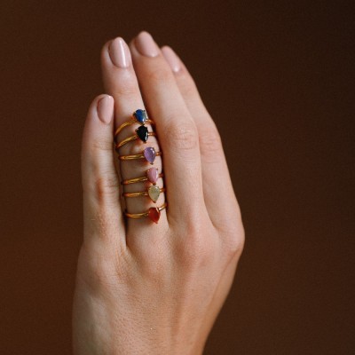 Bague Ovale Diane Lapis-Lazuli Laiton Doré | Brin de Cuivre