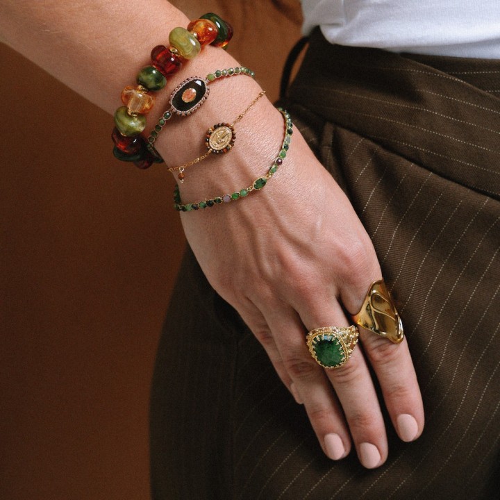 Bague Trèfle Juliette Cornaline Laiton Doré | Brin de Cuivre