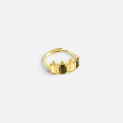 Bague Héloïse Citrine et Quartz Fumé | Brin de Cuivre