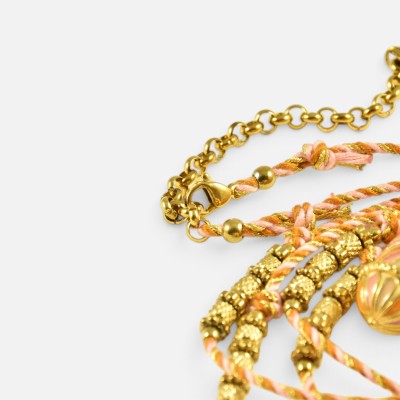 Collier Pendentif Cylindre Solaire Pauline Acier Doré Brin de cuivre