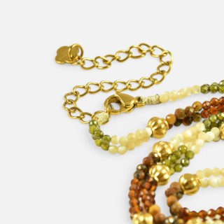 Collier Pendentif Cube Tourmaline Hortense & Acier Doré Brin de cuivre