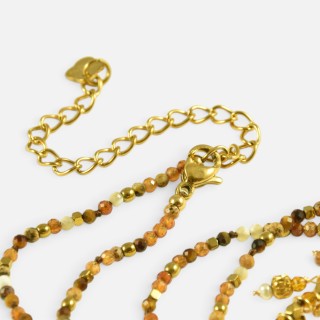 Collier Pampilles Ambrées Salomé & Acier Doré Brin de Cuivre