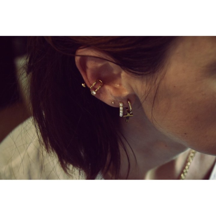 BOUCLE CREOLE CROIX ACIER INOXYDABLE GOLD PETIT PRIX